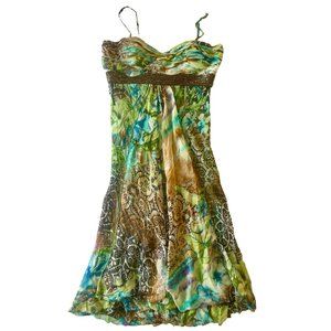 Vintage Y2K Alberto Makali Animal Print Summer Cocktail Dress Women's Size 6